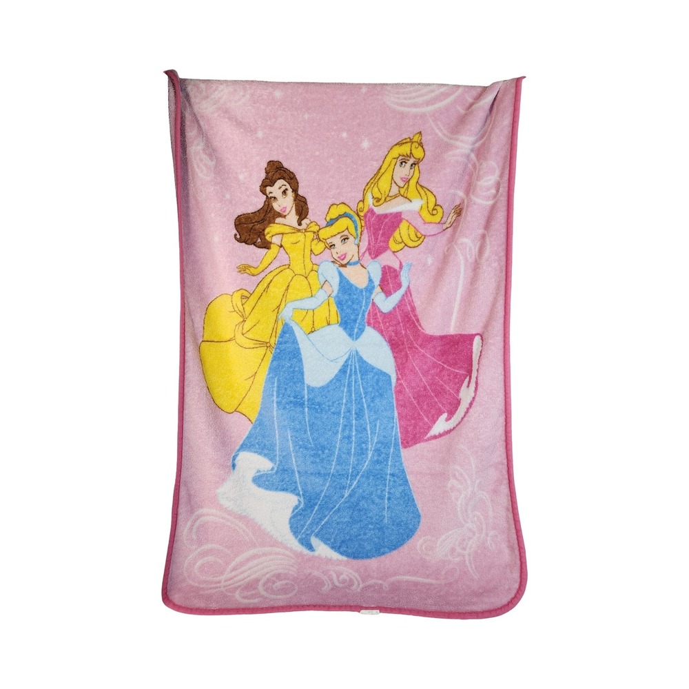 Vintage Disney Princess Fleece Throw Blanket Pink Belle Cinderella Aurora 26x41